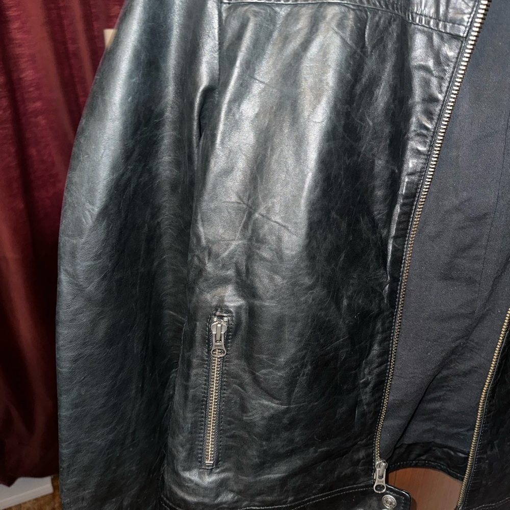 Gap Black Leather Bomber Jacket - image 4